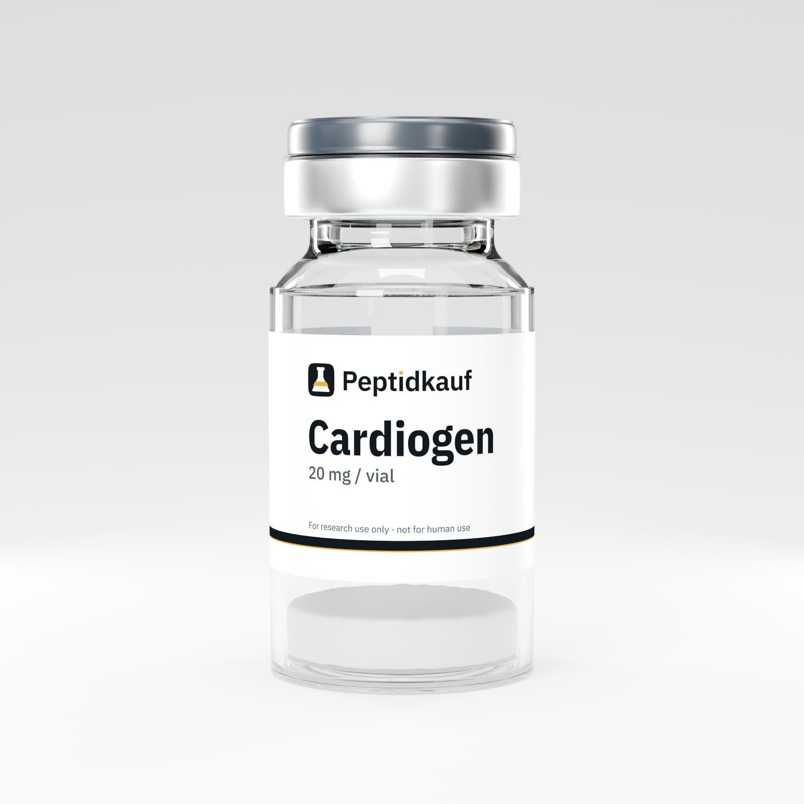 Cardiogen 20 mg Vial mit Peptidkauf-Etikett und Chargennummer