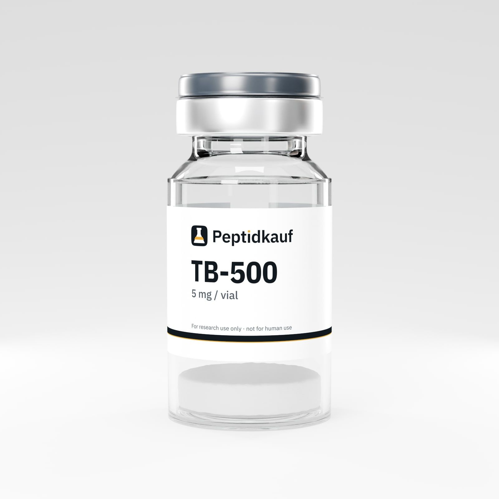 TB-500 5 mg Vial mit Peptidkauf-Etikett und Chargennummer