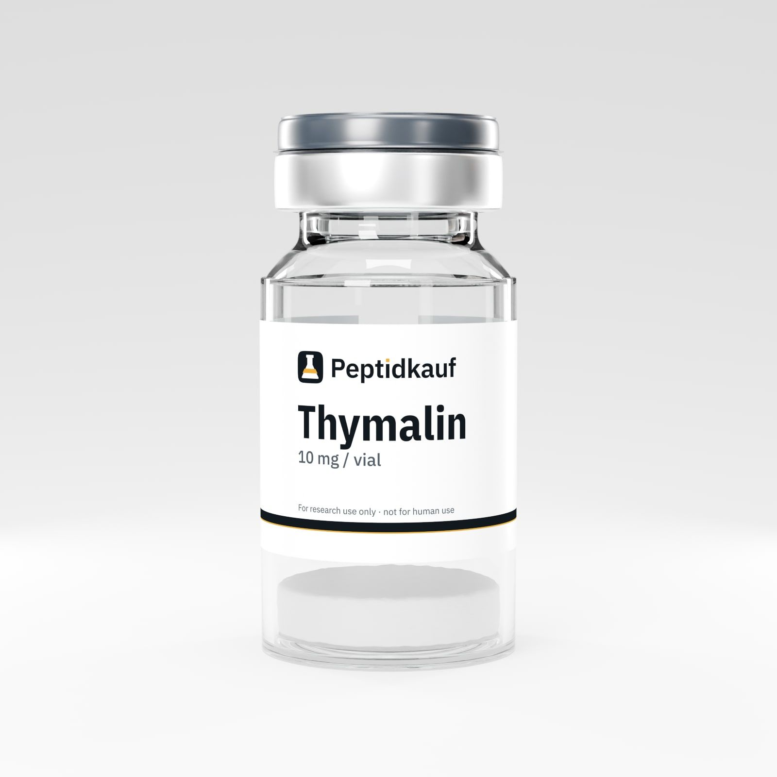 Thymalin 10 mg Vial mit Peptidkauf-Etikett und Chargennummer